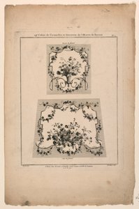Designs til stolestole i gobelin, plade 1 fra "Cahier de Cartouches et Ornemens de l