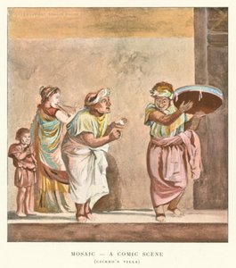 Mosaik, en tegneseriescene, Ciceros villa (farve litho) af Pierre Gusman