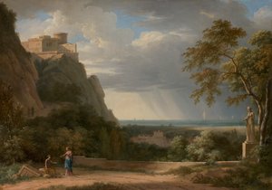 Klassisk Landskab med Figurer og Skulptur af Pierre Henri de Valenciennes