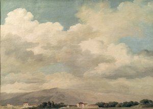Studie af himlen ved Quirinal (olie på papir monteret på kort) af Pierre Henri de Valenciennes