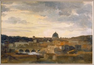 Udsigt over Rom i stormvejr (tegning på karton) af Pierre Henri de Valenciennes