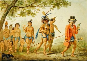 En stammemarch, ca. 1839 (akvarel på papir) af Pierre J. Benoit