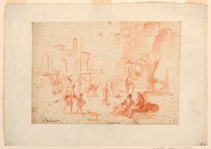 En havnescene af Pierre Jacques Volaire