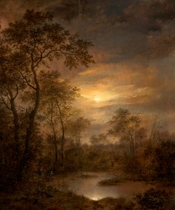 Moonlight Scene (maleri på panel) af Pierre Jean Hellemans