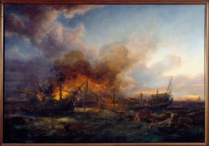 Kamp af Supervisor og Quebec i 1779 Maleri af Pierre Gilbert (1783-1860) 1779 Brest, Musee des Beaux Arts