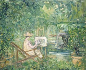 Kvinde maler i et landskab, 1900-10