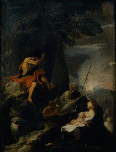 Johannes Døberen prædiker i ørkenen (olie på lærred) af Pierre Louis Cretey or Cretet
