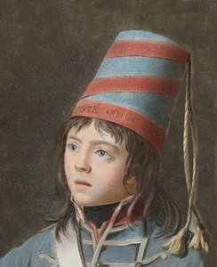 Joseph Bara (1779-1793) - Joseph Bara eller Barra (1780-1793) er et heltebarn fra den franske revolution, som kæmpede i Vendée for republikken. Gravering af Pierre Michel Alix (1762-1817)