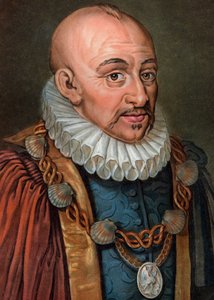 Michel Eyquem de Montaigne 1533-1592 - stik - 1800-tallet - Portræt af Michel Eyquem de Montaigne (1533-1592)", fransk humanistisk filosof. Gravering af Pierre Michel Alix