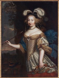 Madame de Montespan - Francoise Athenais de Rochechouart, Marquise de Montespan (1640-1707), som Diana, af Mignard, Pierre (1612-1695). Olie på lærred. Størrelse: 130x95,5 cm. Privat samling