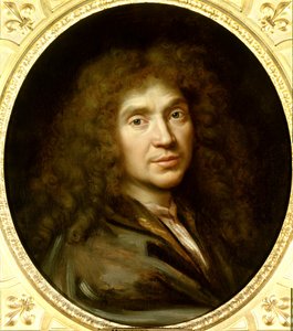 Portræt af Moliere (1622-1673) Jean Baptiste Poquelin. Olie på lærred. Dimension: 0,55 x 0,48. Maleri af Pierre Mignard (1612-1695) omkring 1658. Chantilly. Musee Conde. - Portræt af Moliere (1622-1673) Jean Baptiste Poquelin. Olie på lærred. 0,55 x 0,48. 