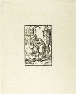 Kvinde, der fylder vanddåser af Pierre Millet