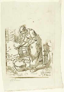 Kvinde, der fylder vanddåser af Pierre Millet