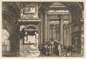 Begravelsesscene i et tempel, ca. 1760.