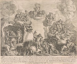 Prima Macchina for Chinea fra 1738: Allegory of Regal Providence af Pierre Parrocel