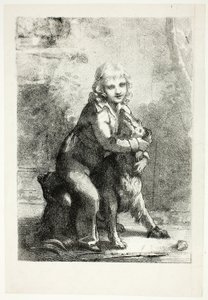 Barn med hund af Pierre Paul Prud
