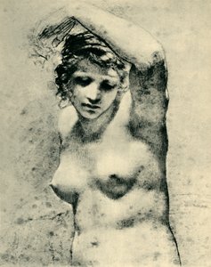 Kvindelig nøgen løfter den ene arm, c1800, 