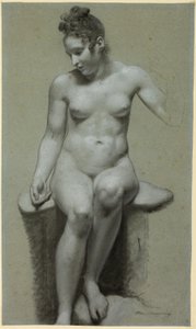 Siddende nøgen kvinde af Pierre Paul Prud