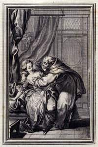 Hvordan ånden kommer til piger. i "Tales et nouvelles en verse" af Jean La Fontaine. 1776. Illustration af P.P. Choffard.