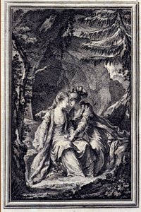 Forloveden til kongen af ​​Garbe - i "" Fortællinger og noveller på vers"" af Jean La Fontaine. 1776. Illustration af P.P. Choffard. af Pierre Philippe Choffard