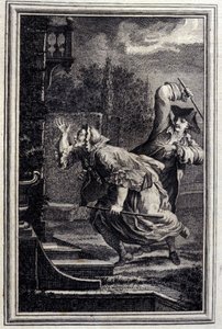 Le Cucku, slået og glad - i "" Fortællinger og noveller på vers"" af Jean La Fontaine. 1776. Illustration af P.P. Choffard. af Pierre Philippe Choffard