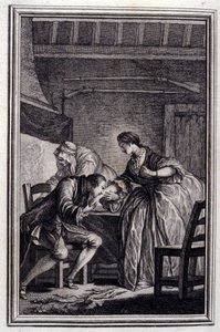 Falken - i ""Fortællinger og noveller på vers"" af Jean La Fontaine. 1776. Illustration af P.P. Choffard. af Pierre Philippe Choffard