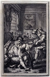 Le bat - i "Fortællinger og noveller på vers" af Jean La Fontaine. 1776. Illustration af P.P. Choffard. af Pierre Philippe Choffard