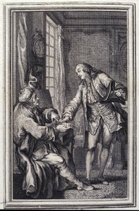 Les confeux indiscrets - i "Tales et nouvelles en vers" af Jean La Fontaine. 1776. Illustration af P.P. Choffard. af Pierre Philippe Choffard