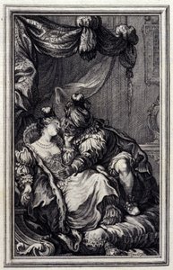 Mona Lisa - i "Fortællinger og noveller på vers" af Jean La Fontaine. 1776. Illustration af P.P. Choffard. af Pierre Philippe Choffard