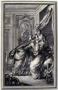 The Couturiere - i ""Fortællinger og noveller på vers"" af Jean La Fontaine. 1776. Illustration af P.P. Choffard. af Pierre Philippe Choffard