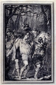 Sankt Juliens bøn. I ""Fortællinger og noveller på vers"" af Jean de La Fontaine, Amsterdam 1776. illustreret af P.P.Choffard. af Pierre Philippe Choffard