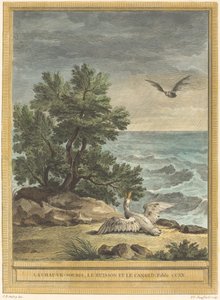 Flagermusen, Bushen og Anden af Pierre Philippe Choffard after Jean Baptiste Oudry