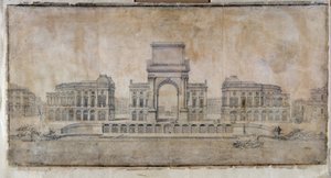Arkitektur: "Projekt af Place Royale for Marseille, perspektiv ser på byen" 1686 (tegning) af Pierre Puget