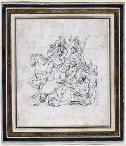 Forberedelsestegning af Pierre Puget (1620-1694) til "Alexandre og Diogene" (blæk på papir, pen) af Pierre Puget