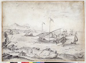Skibe i havnen i Marseille (tegning) af Pierre Puget