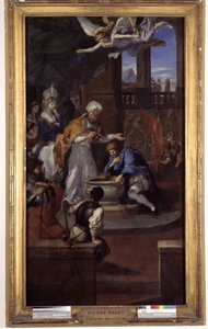 The Bapteme of Clovis I (465-511), 25. december 496, af Saint Remi, eveque of Reims (olie på lærred) af Pierre Puget