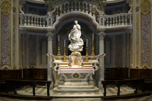 Den ubesmittede undfangelse, Santa Maria Immaculate placeret på alteret i det scenografiske kapel 1669-70 (marmor) af Pierre Puget