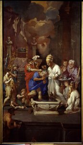 Konstantins dåb (Konstantin I den Store, 270-337). Maleri af Pierre Puget (1620-1694) af Pierre Puget