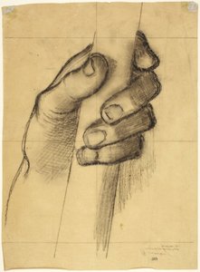 Tegning af en hånd, der holder en stang af Pierre Puvis de Chavannes