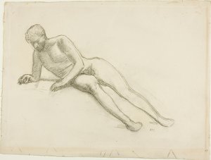 Liggende mandligt nøgenbillede af Pierre Puvis de Chavannes