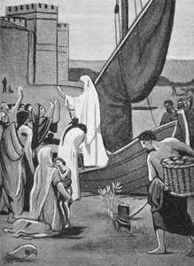Sankt Genevieve bringer forsyninger til Paris (litografi) af Pierre Puvis de Chavannes
