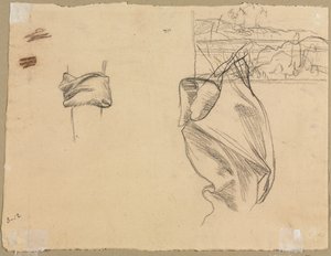 Studier af draperi og undersøgelse af et landskab (verso) af Pierre Puvis de Chavannes