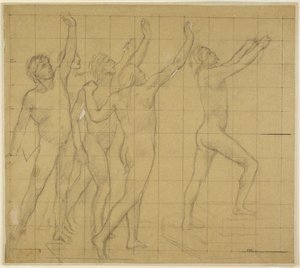 Studie til Sorbonnes halvcirkelformede auditorium (Litteratur, videnskab og kunst) af Pierre Puvis de Chavannes