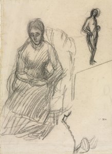 Studie af Madame Marie Cantacuzène, Studie af stående kvinde nøgen, ca. 1883. af Pierre Puvis de Chavannes