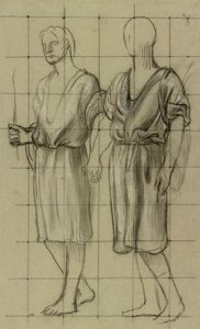 Studie af to stående figurer af Pierre Puvis de Chavannes