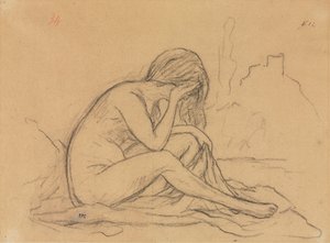 Studie af en kvindelig nøgen (muligvis for et urealiseret allegorisk maleri) (recto) af Pierre Puvis de Chavannes