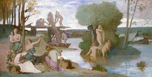 The River, ca. 1864 (olie på papir, lagt ned på lærred) af Pierre Puvis de Chavannes