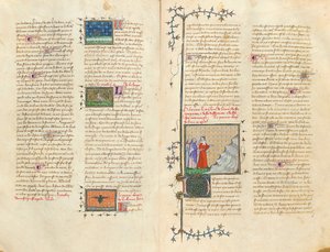 Side fra "The Properties of Things" af Englænderen Bartholomew i den franske oversættelse af Jean Corbechon, ca. 1390