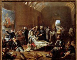 En ambulance under det franske landskab i 1814 Maleri af Pierre Vigneron (1789-1872) 1814 Søn. 0,6x0,73 m Paris, Musee Carnavalet