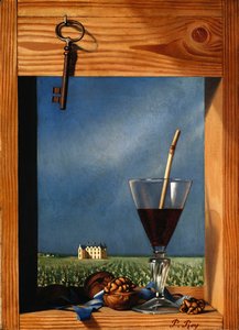 Glas vin foran et slot; Verre de vin devant un chateau af Pierre Roy